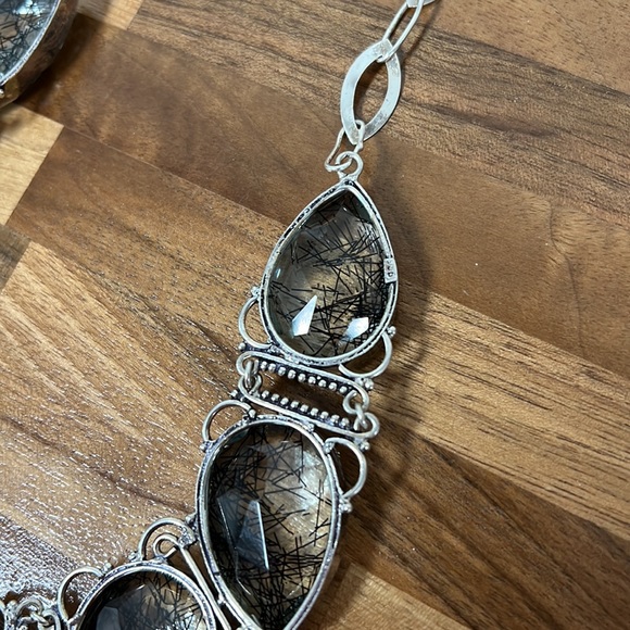 Vintage statement sterling necklace with glass - Picture 9 of 11